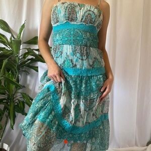 RARE VINTAGE Laundry Shelli Segal SILK spaghetti strap vintage 90s dress 4P